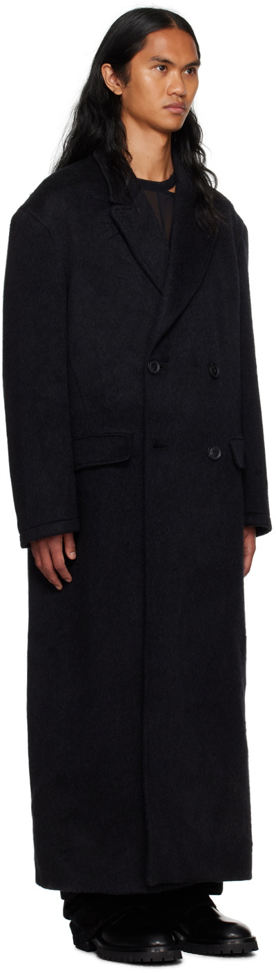 LGN Louis Gabriel Nouchi Black Double-Breasted Coat