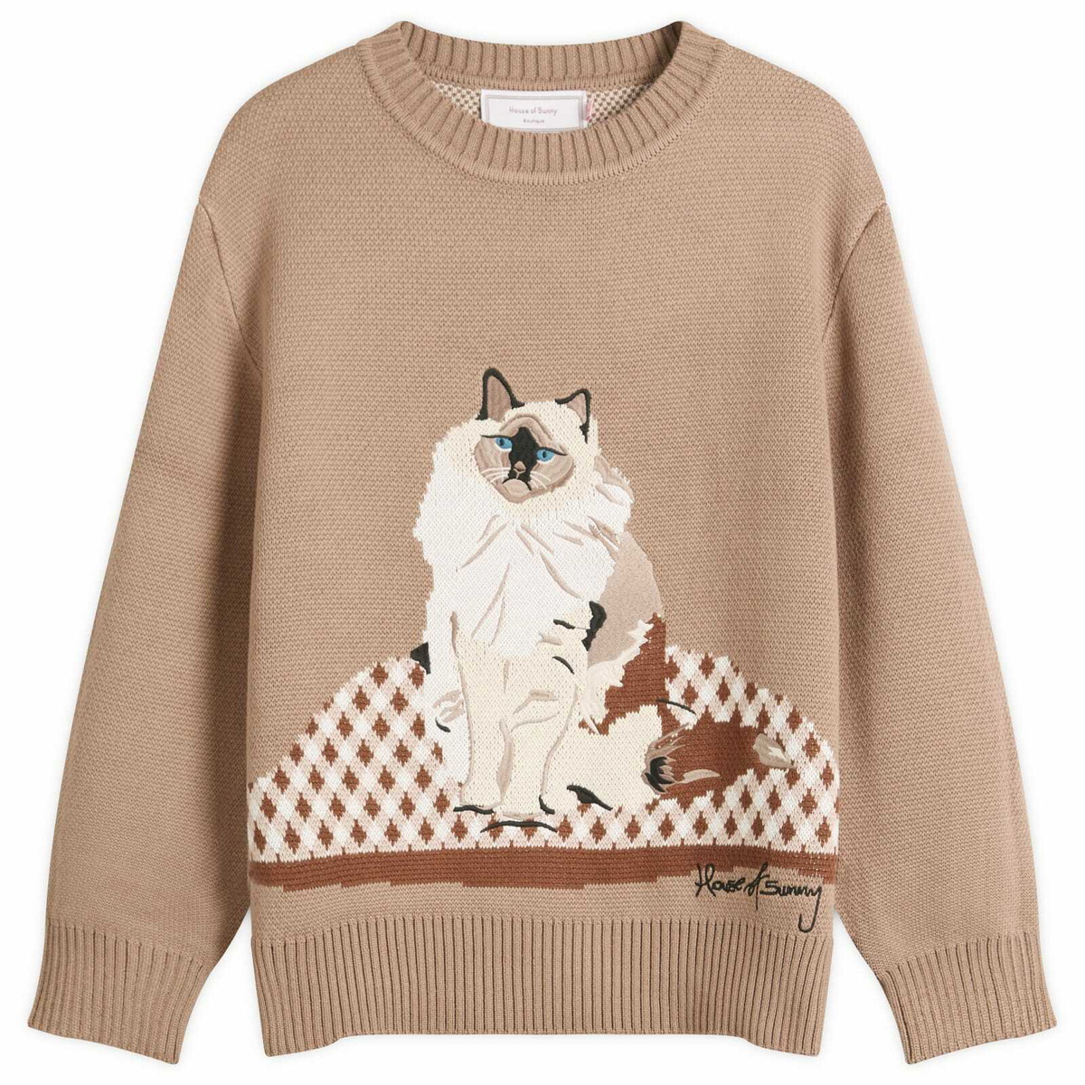 House Of Sunny Women's Ragdoll Crew Jumper in Kibble