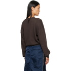 OPEN YY Brown Wool Criss Cross Wrap Knit Sweater