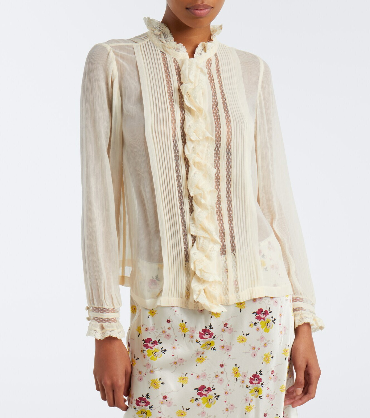 Dôen Magdeline ruffled silk chiffon blouse
