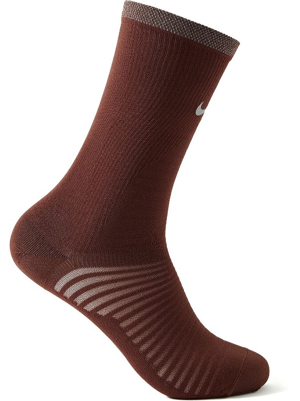Photo: Nike Running - Spark Lightweight Stretch-Knit Socks - Burgundy - US 8