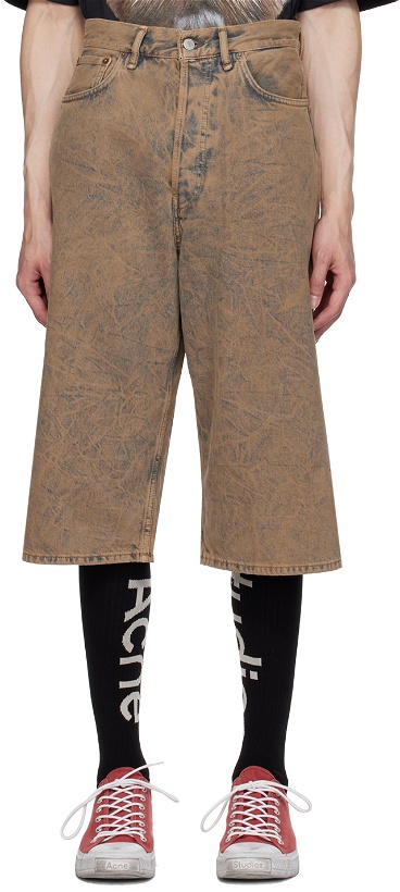 Photo: Acne Studios Brown Relaxed-Fit Denim Shorts