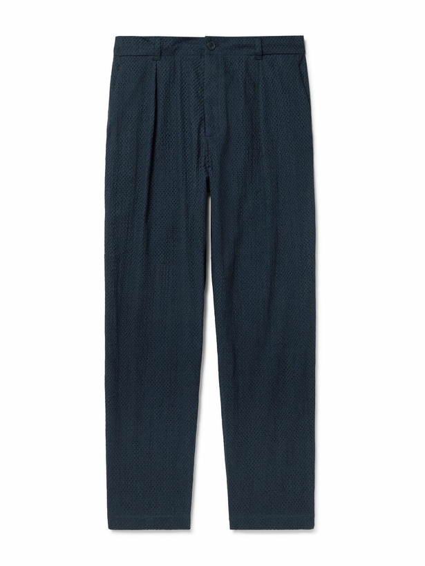 Photo: Blue Blue Japan - Tapered Broderie Anglaise Cotton Trousers - Blue