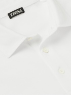 Zegna - Leather-Trimmed Cotton-Piqué Polo-Shirt - White