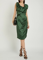 Vivienne Westwood Ginnie Amber Draped Satin Midi Dress Green