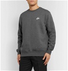Nike - Sportswear Logo-Embroidered Mélange Fleece-Back Cotton-Blend Jersey Sweatshirt - Gray