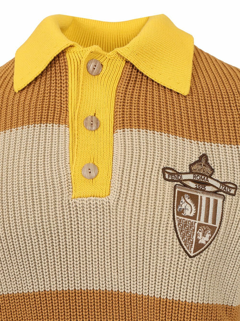 Fendi Green Knit Polo Shirt With All-Over FF