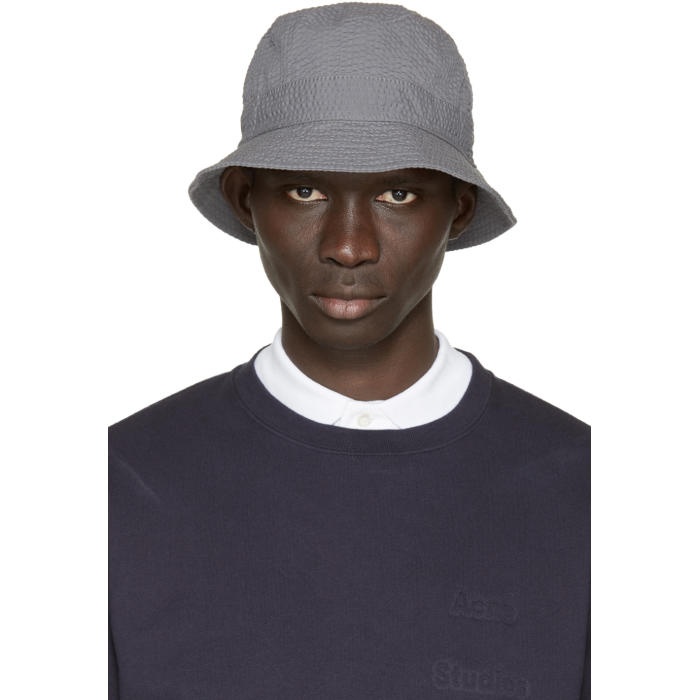 Photo: Moncler Gamme Bleu Grey Seersucker Bucket Hat