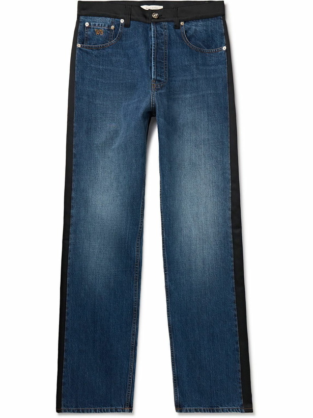 Photo: Wales Bonner - Echo Straight-Leg Satin-Trimmed Jeans - Blue