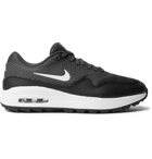 Nike Golf - Air Max 1G Faux Leather-Trimmed Coated-Mesh Golf Shoes - Black
