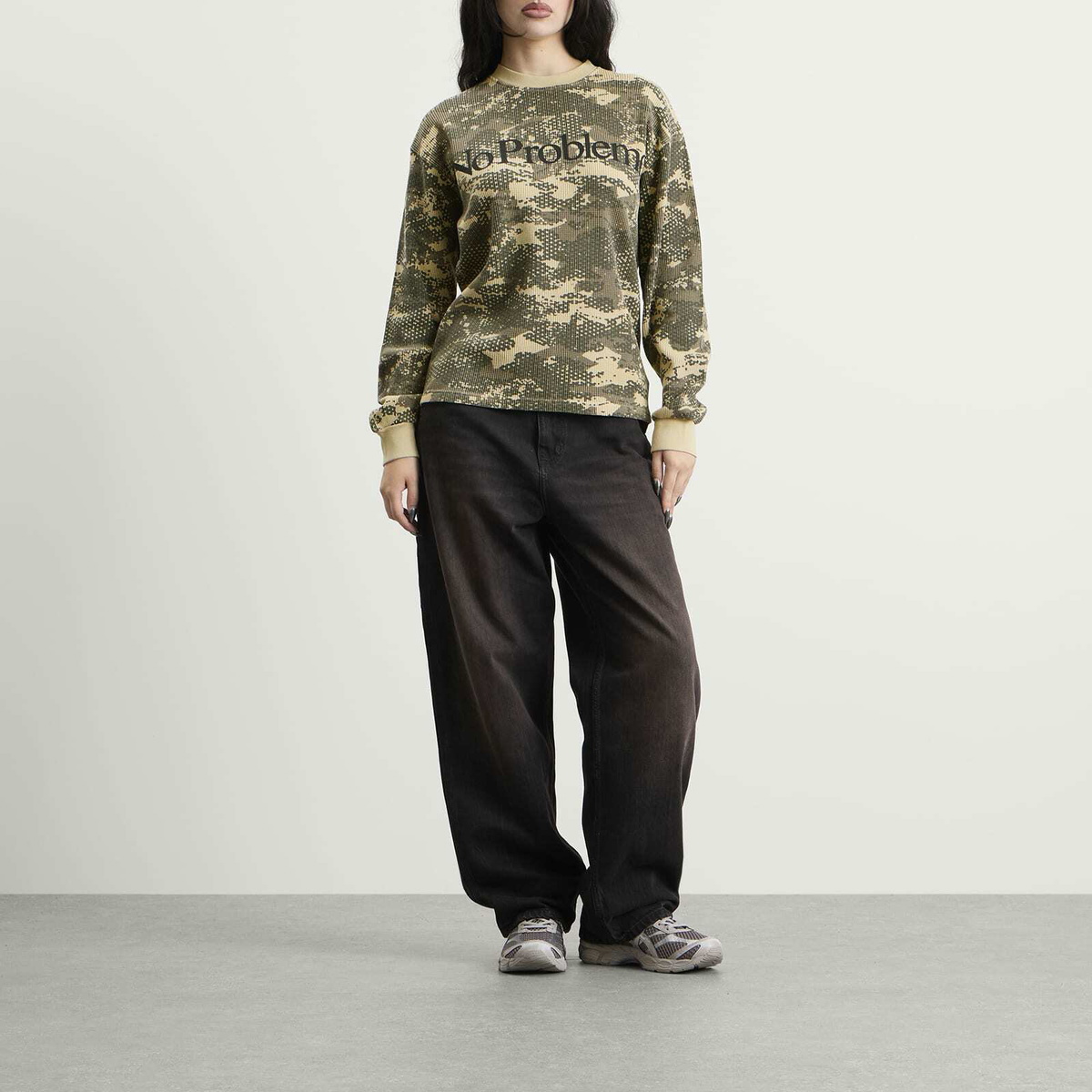 No Problemo Forest Waffle LS T-Shirt in Sand