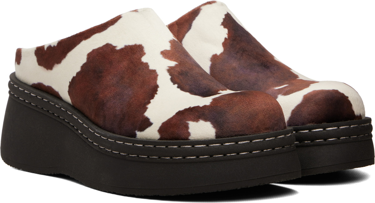 Miista Brown & White Kristi Mule Flats