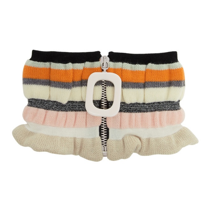 Photo: JW Anderson Off-White Striped Zip-Up Neck Scarf