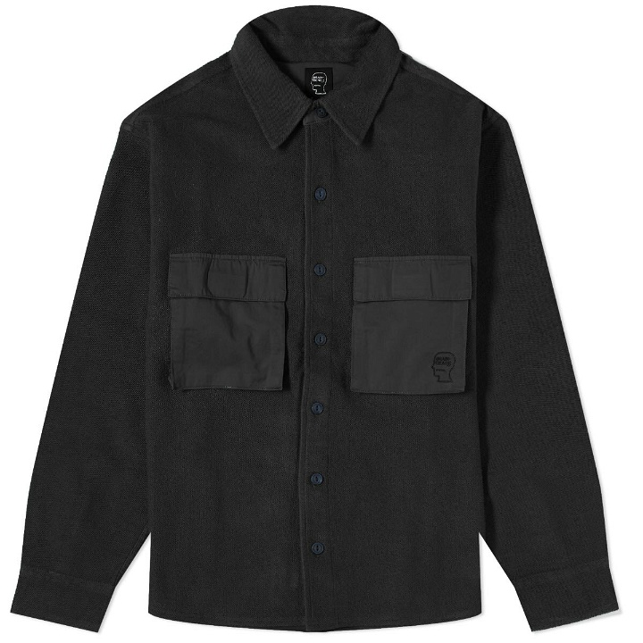 Photo: Brain Dead Men's French Terry Sateen Shirt in Washed Black