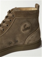 Christian Louboutin - Louis Grosgrain-Trimmed Spiked Suede High-Top Sneakers - Brown