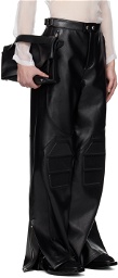 System Black Motorcycle Faux-Leather Pants