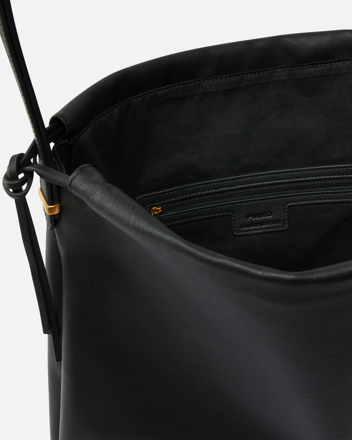 Pinko Large Soft Square Leather Bag Black Antique Gold