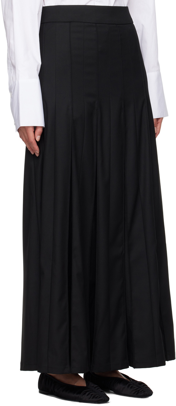 REMAIN Birger Christensen Black Pleated Suiting Maxi Skirt