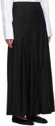 REMAIN Birger Christensen Black Pleated Suiting Maxi Skirt