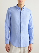 Polo Ralph Lauren - Button-Down Collar Logo-Embroidered Linen Shirt - Blue