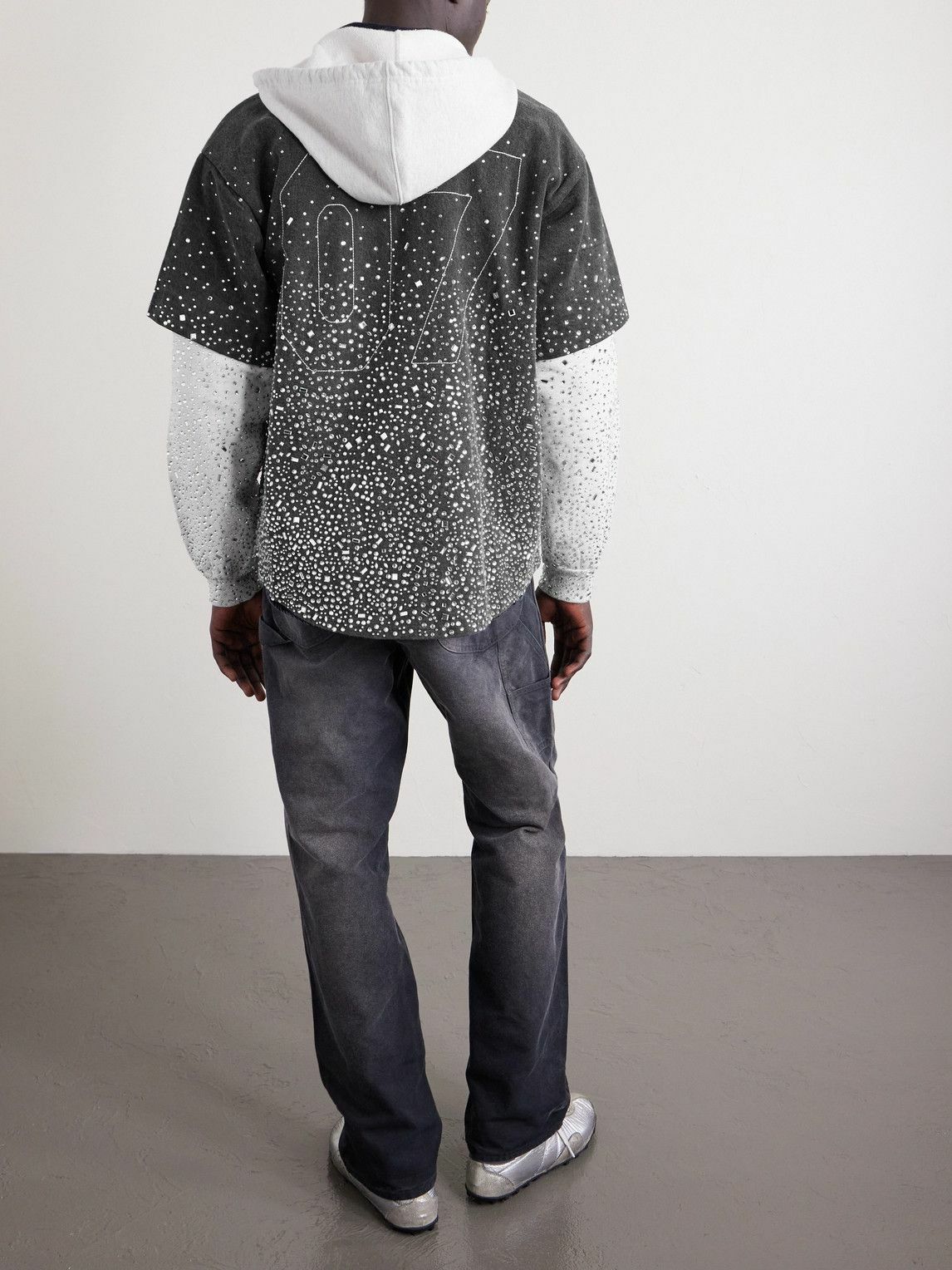 Satoshi Nakamoto - Embellished Layered Cotton Hoodie - Black