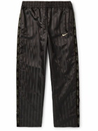 Nike - BODE Scrimmage Straight-Leg Velvet-Trimmed Striped Satin Trousers - Brown