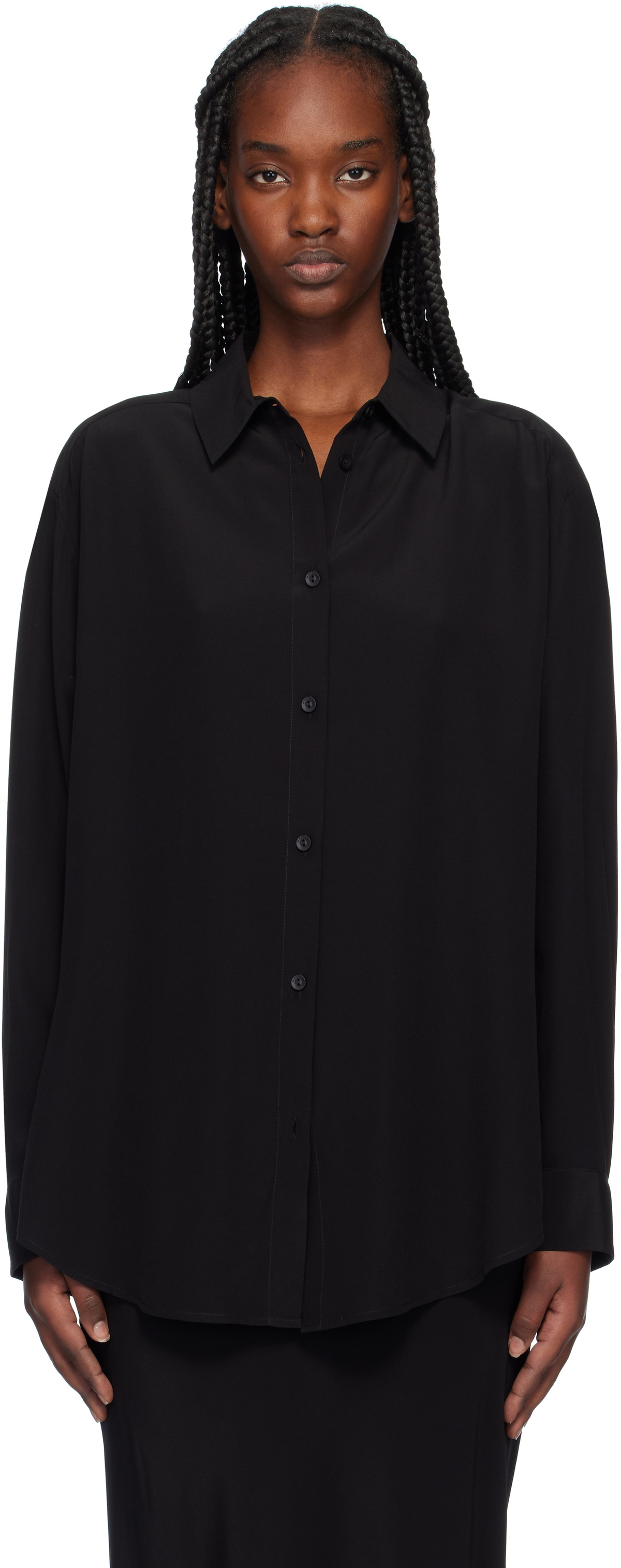 Matteau Black Long Sleeve Silk Shirt