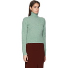 Victoria Beckham Green Wool Cropped Turtleneck