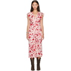 Isabel Marant Red & Beige Lyndsay Midi Dress