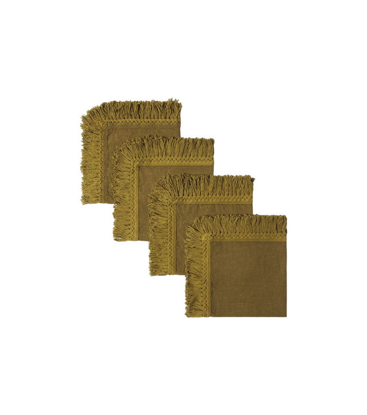 Photo: Once Milano Set of 4 fringed linen napkins