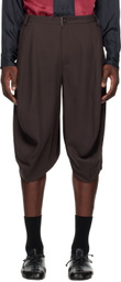 Edward Cuming Brown Raw Edge Shorts