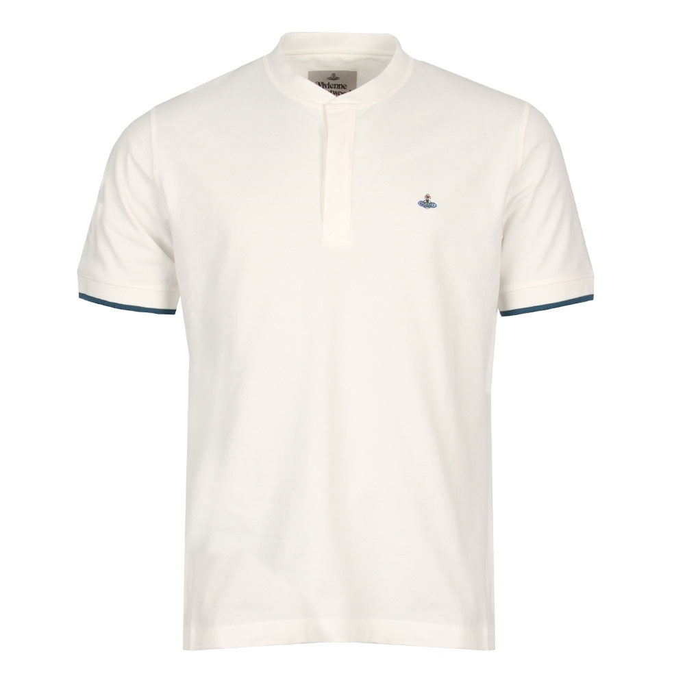 Collarless Polo Shirt - White