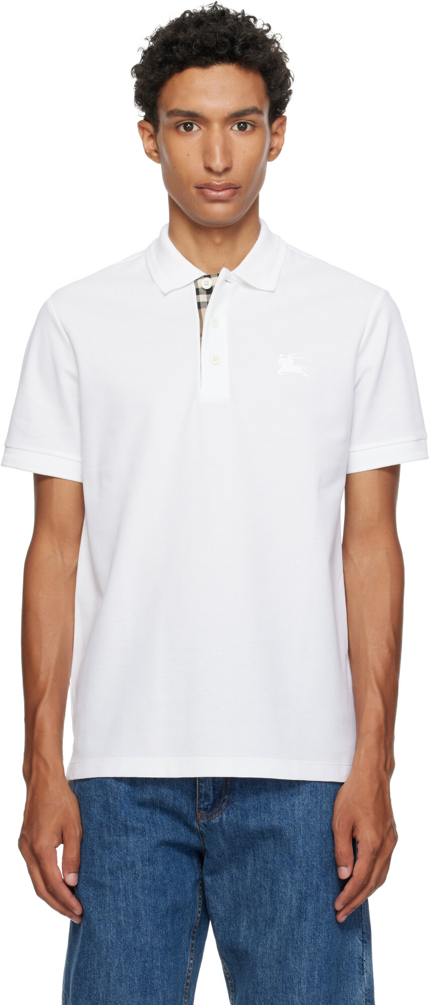 Burberry White Cotton Polo