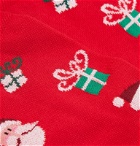 Marcoliani - Intarsia Cotton-Blend Socks - Red