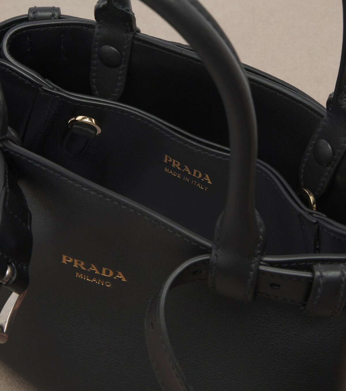 Prada Prada Buckle Small leather top-handle bag