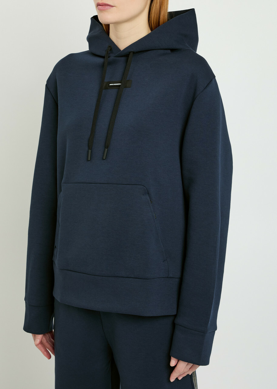 ON Focus Tech Hooded Cotton-blend Sweatshirt Navy