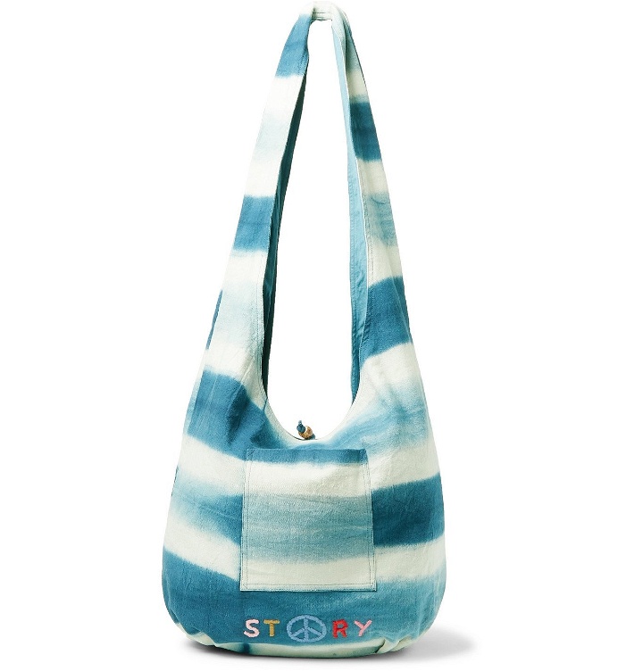 Photo: Story Mfg. - Logo-Embroidered Striped Organic Cotton-Canvas Tote - Blue
