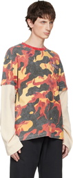 Who Decides War Orange & Black Flame Camo Double T-shirt