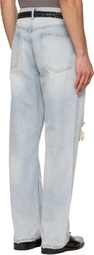 TONYWACK Blue Distressed Loose Straight Jeans