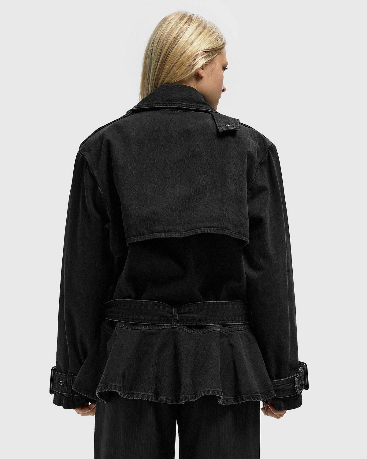 ROTATE Birger Christensen DENIM BIKER JACKET Black Womens Windbreaker