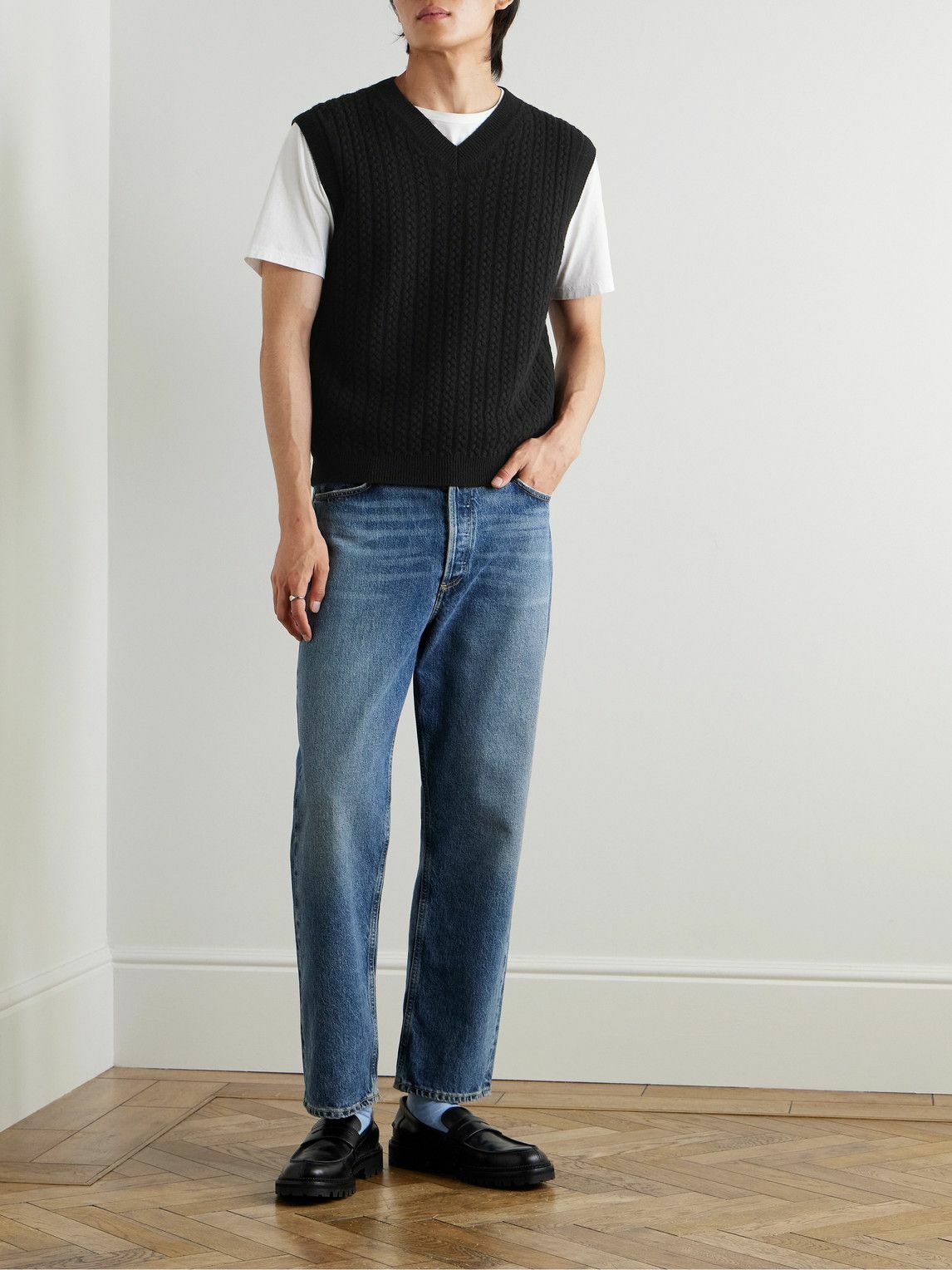 Mr P. - Cable-Knit Cashmere Sweater Vest - Black