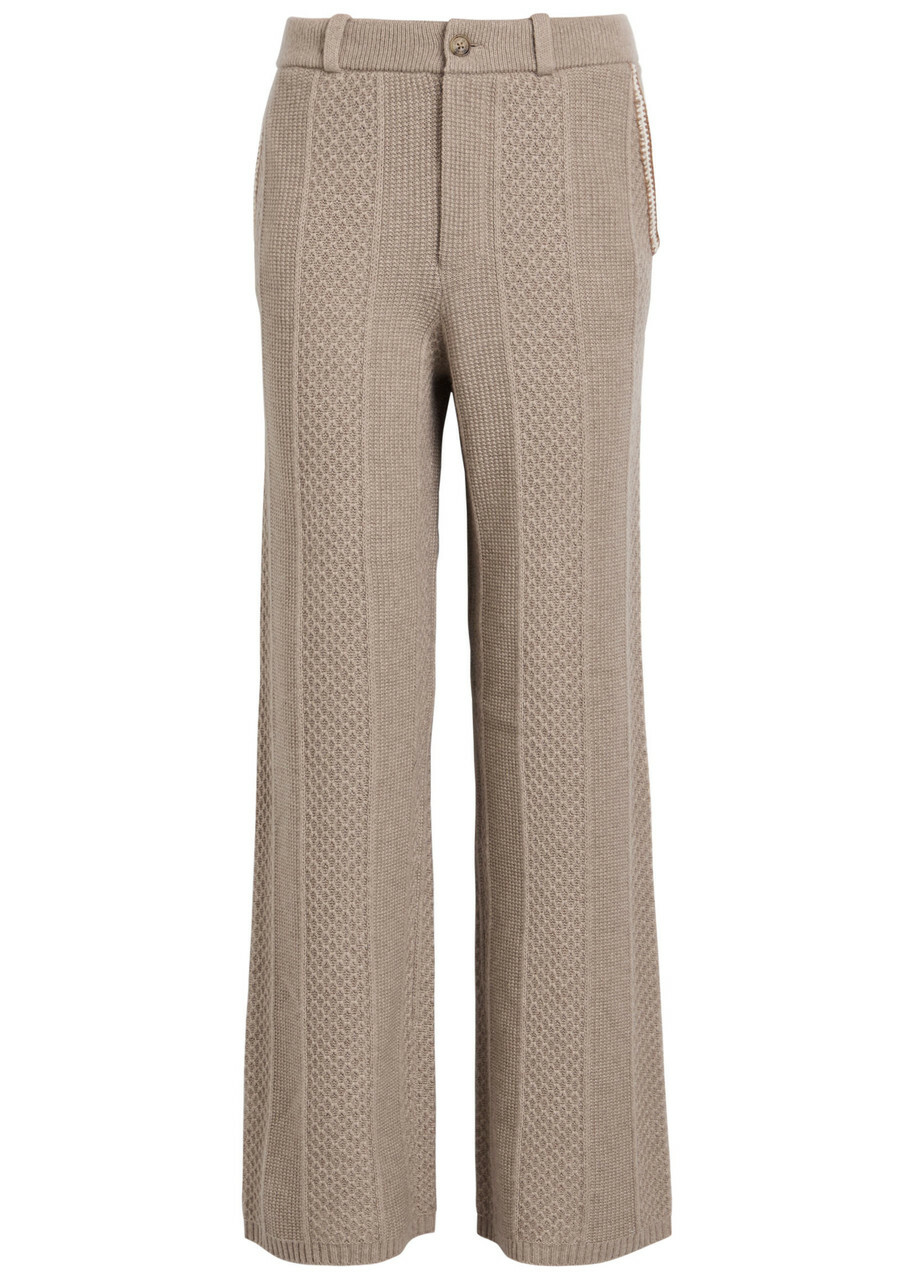 Guest In Residence Tailored Cable Wool and Cashmere-blend Trousers Taupe