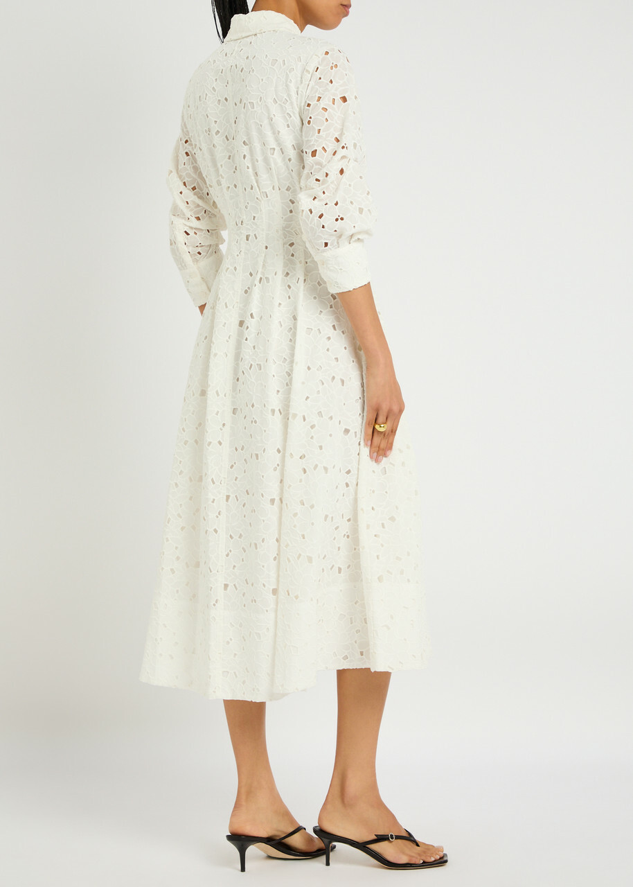 Jonathan Simkhai Jazz Floral-embroidered Cotton Midi Dress White Simkhai