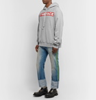 Gucci - The Face Oversized Logo-Print Mélange Loopback Cotton-Jersey Hoodie - Gray