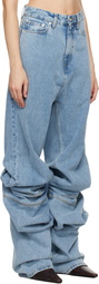 Y/Project Blue Draped Cuff Jeans