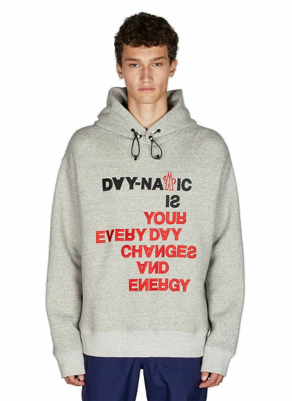 Photo: Graphic Embroidery Hooded Sweatshirt in Grey