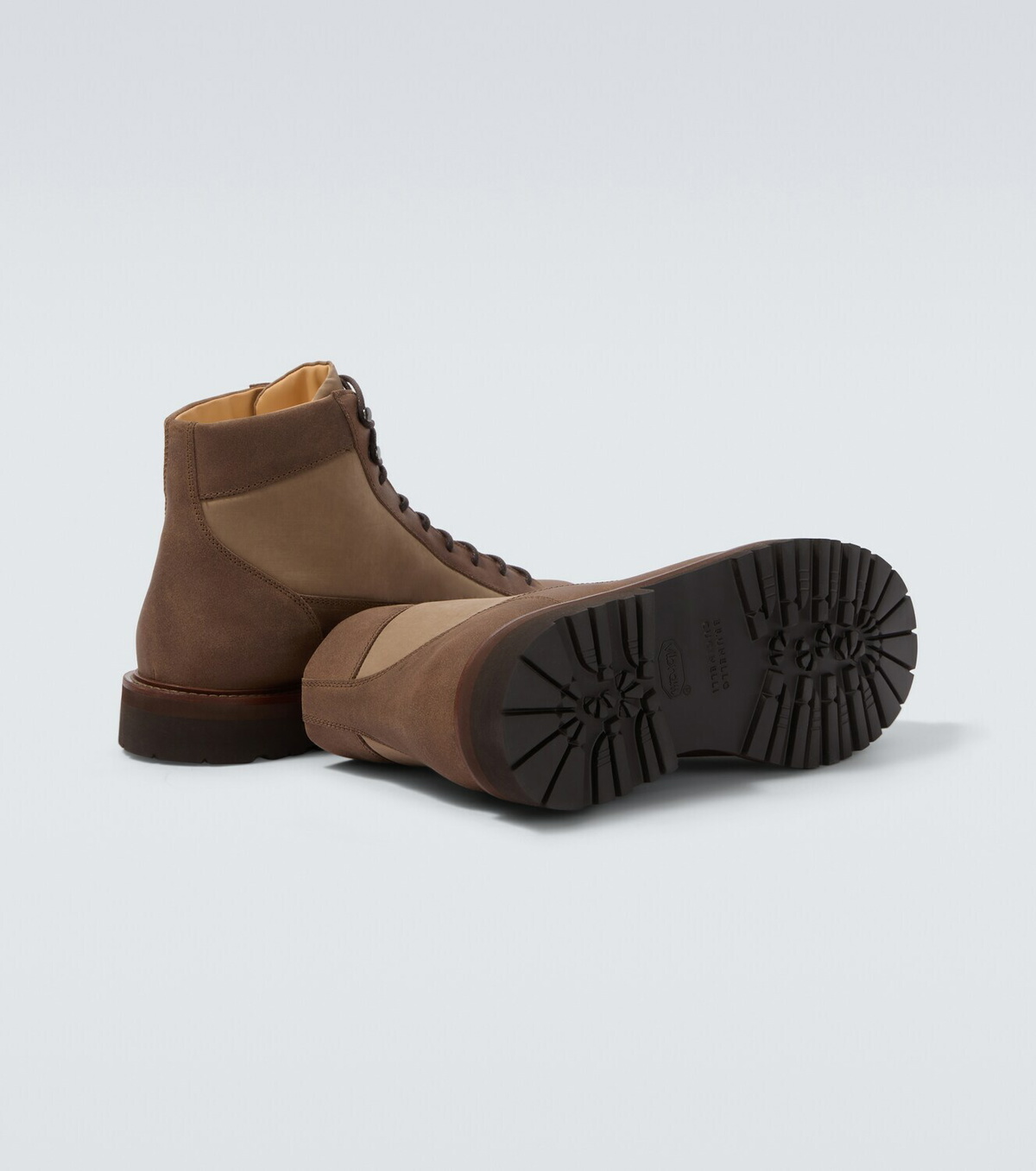 Brunello Cucinelli Suede-trimmed lace-up boots