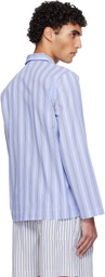 Tekla Blue Poplin Long-Sleeved Pyjama Shirt