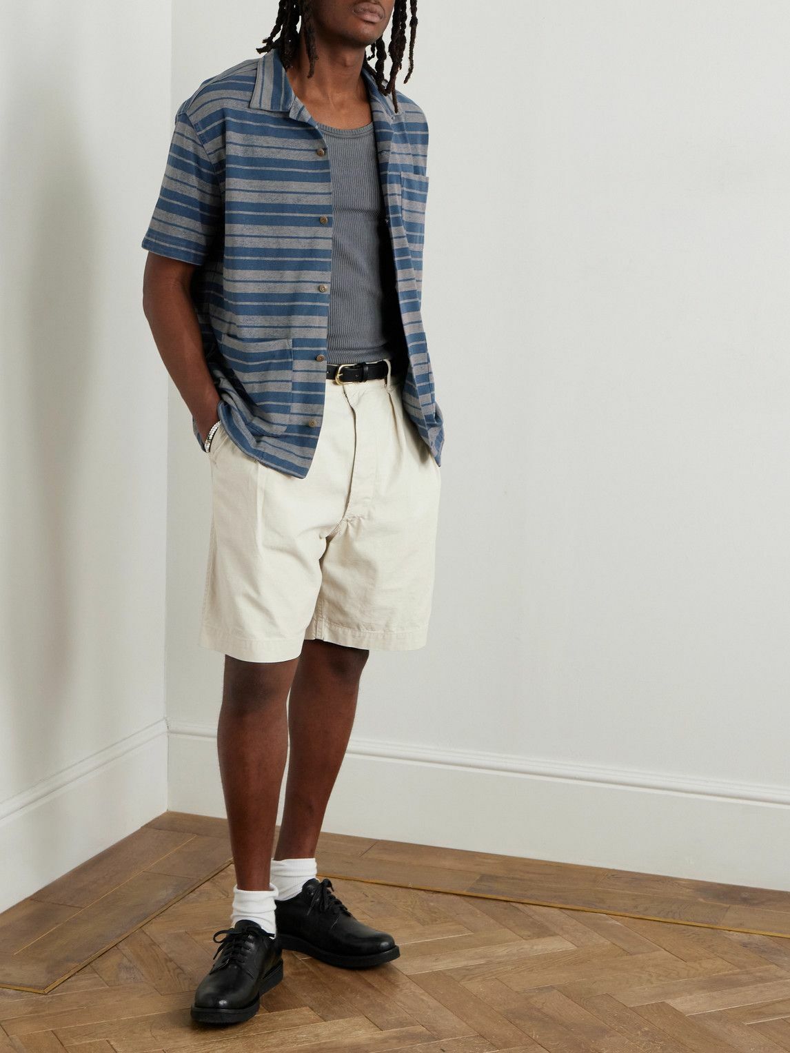 RRL - Hawkes Straight-Leg Pleated Cotton-Twill Shorts - Neutrals