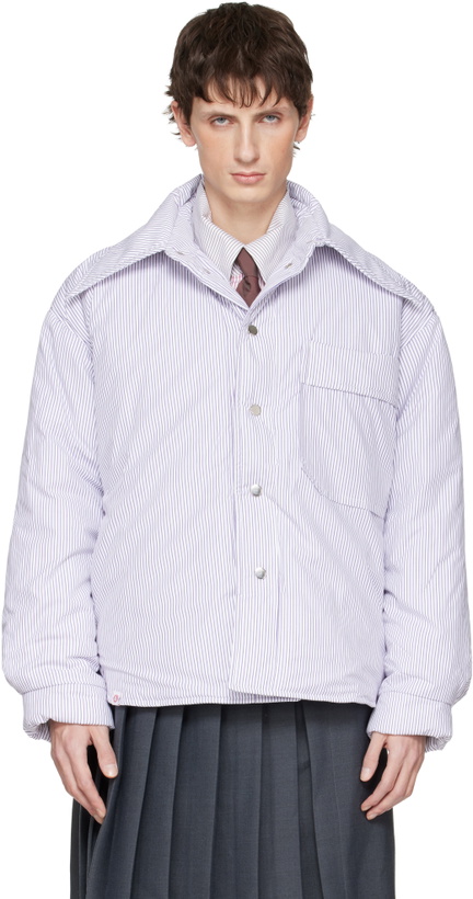 Photo: Charles Jeffrey LOVERBOY White & Purple Puffer Overshirt